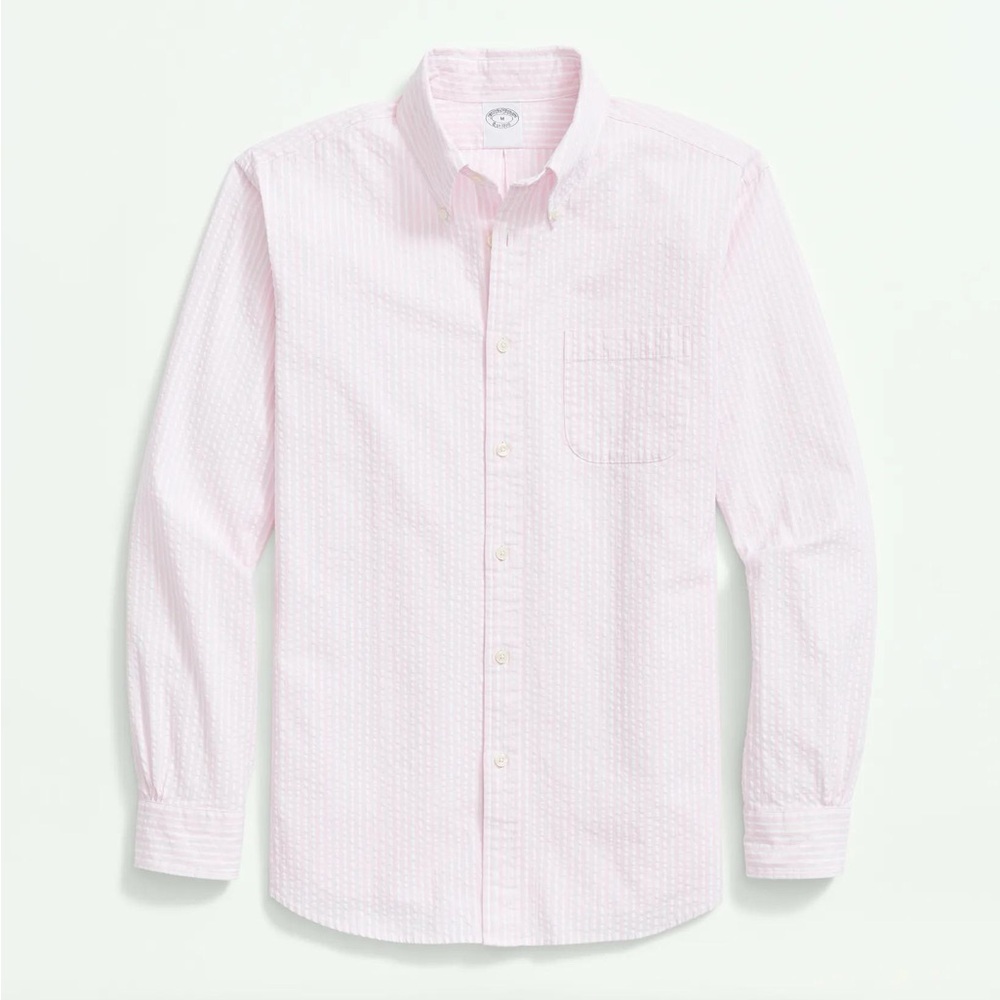 Brooks Brothers Light Pink Button Down‎ Seersucker Long Sleeve Shirt